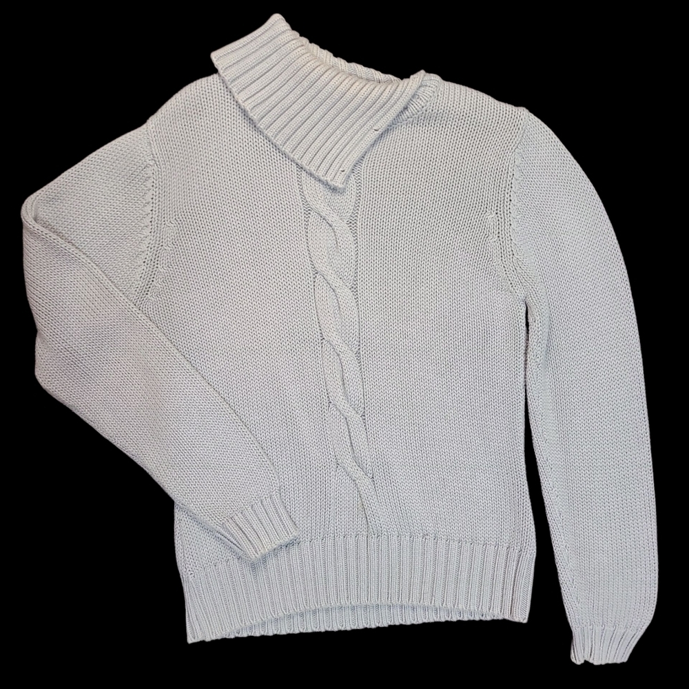 Pendleton 100% Cotton Gray Blue Cable Knit Sweater Size Medium